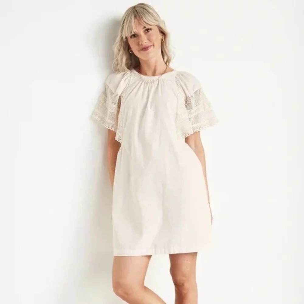 Flutter-Sleeve Tie-Back Mini Swing Dress